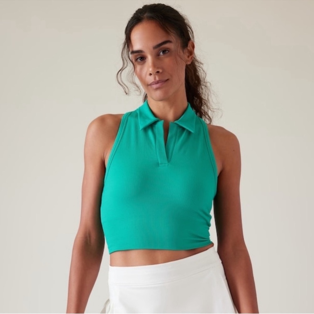 Athleta Teal Sleeveless Crop Top Golf tank